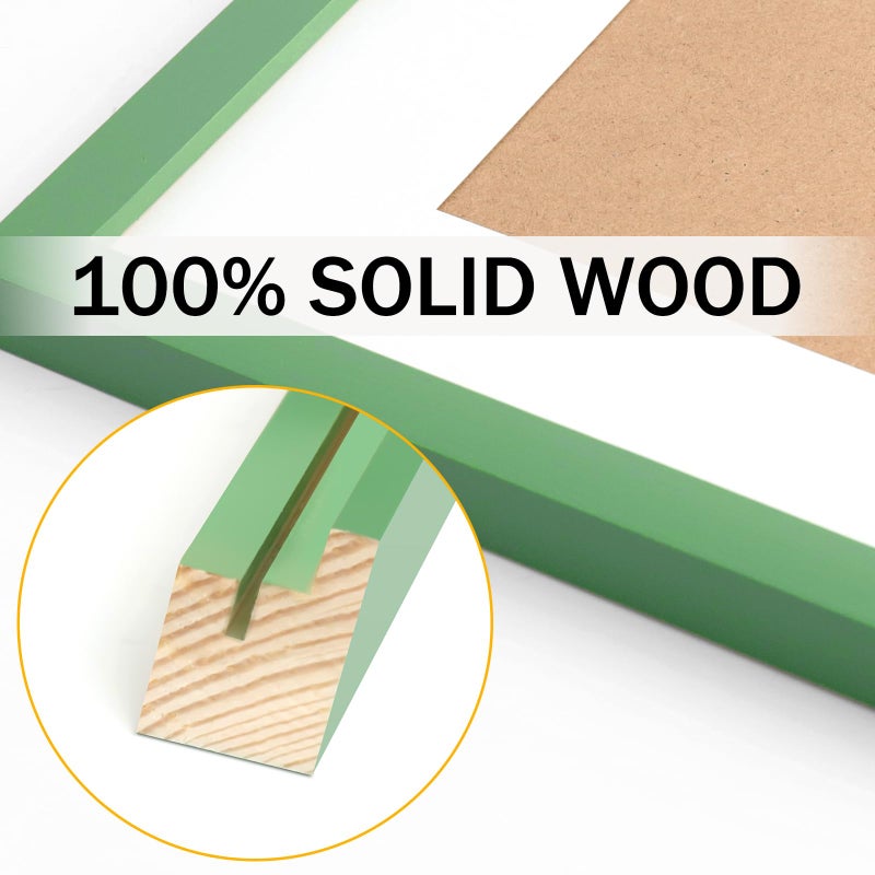WUTL 10x10 Green Picture Frames Square Classic Natural Wood 4 Pack for Wall Mounting and Tabletop Display - Image 2